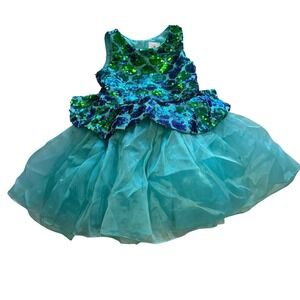 Disney Princess Girls Dress Up "Ariel" Dress Size 4 Sequin Tulle Fancy Play Blue